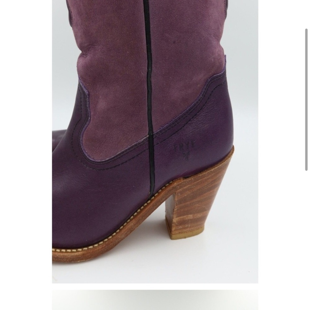 SOLD - Frye Vintage Women Size 5.5 Purple Cowboy Western Mid Calf Leather Boots - Picture 3 of 8